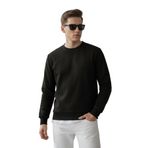 3 Iplik Pamuklu Erkek Sweatshirt Relax Fit Basic Bisiklet Yaka Yumuşak Tuşe (Siyah, 2XL)