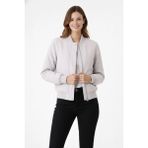 3 Kadın Premium Bomber Ceket Çıtçıt Kapamalı, Astarlı, Regular Fit Mont - Beyaz
