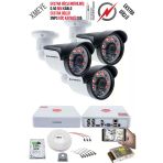 3 Kameralı Güvenlik Kamera Seti - Ekstra Uzun Mesafeli Güçlü, 5mp Sony Lens, 70M Dayanıklı Kablolama, 6 Atom Led, 320GB H.d.d