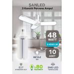 3 Kanatlı Pervane 48W Ampul Beyaz Işık- 10 Adettir
