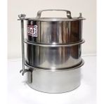 3 Kaplı Çelik Sefer Tası 5-6 Kişilik Vidalı Sefertası 18X7CM Yemek Taşıma Kabı Tabldotcu Karavanası
