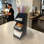 3 Katlı 5 Bölmeli Metal Pipet, Peçetelik, Şekerlik Siyah Organizer Stand Model - 3