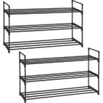 3 Katlı Ayakkabı Rafı, Ayakkabı Saklama Düzenleyici, 2'li Set, Metal Saklama Rafı, 30 x 92 x 5