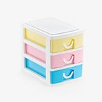 3 Katlı Çekmeceli Organizer, Pastel Renkli Mini Masaüstü Düzenleyici, Makyaj Masası Takı ve Kozmetik Saklama Kutusu, Plastik Çekmece Organizer