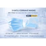 3 Katlı Cerrahi Maske 50'Li 1 Paket Tek Kullanımlık Telli Lastikli Yüz Maskesi