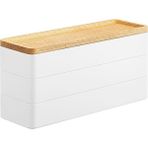 3 Katlı Dar Aksesuar Kutusu, Ahşap Kapaklı, Minimalist, Modern Takı Saklama Çözümü - Beyaz