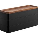 3 Katlı Dar Aksesuar Kutusu, Ahşap Kapaklı, Minimalist, Modern Takı Saklama Çözümü - Siyah
