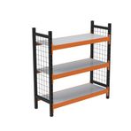 3 Katlı Dekoratif Midi Rack - Ekonomik Depo,Arşiv, Kiler Rafı Siyah-Turuncu 46X180 Cm 100 Cm
