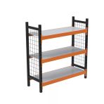 3 Katlı Dekoratif Midi Rack - Ekonomik Depo,Arşiv, Kiler Rafı Siyah-Turuncu 46X180 Cm 150 Cm