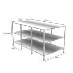 3 Katlı Galvaniz Paketleme Masası - Atölye, Depo, Hobi Çalışma Masası 177X93 Cm 100 Cm