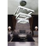 3 Katlı Modern Kare Taşlı Avize Krom
