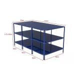 3 Katlı Renkli Paketleme Masası - Atölye, Depo, Hobi Çalışma Masası - Mavi Siyah 177X93 Cm 100 Cm