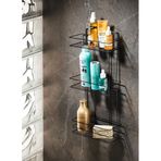 3 Katlı Siyah Yapışkanlı Banyo Rafı, Şampuanlık Duş Düzenleyici, Paslanmaz Metal Banyo Duvar Askısı - TŞ-03