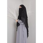 3 Katlı Sufle Khimar Hijap Hazır tesetttür şal - 0 - Siyah - Standart