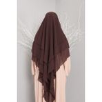 3 Katlı Sufle Khimar Hijap Tesettür Hazır Şal - 0-Kahverengi - Standart