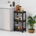 3 Katlı Tekerlekli Raf Ünitesi - 36X71X23 cm Dar Alan Düzenleyici - Mutfak ve Banyo Için Aletsiz Kurulum Servis Arabası Beyaz - Siyah - Gri Beyaz