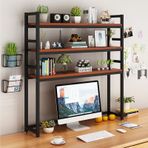 3 katmanlı ferforje kitaplık endüstriyel masaüstü depolama rafı dosya nizer ev ofis için siyah ve tik 55x24x118CM şık masa rafı kitaplar ve dekor için