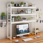 3 Katmanlı Ferforje Masaüstü Kitaplık ve Dosya nizer Endüstriyel Stil Masa Rafı Ev Ofis Beyaz Depolama Rafı (85x24x118CM) Şık ve Fonksiyonel