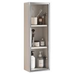 3 katmanlı Küçük alanlar için kapılı dar duvar dolabı Banyo İlaç Dolabı Mutfak Duvara Monte Dolap Delme Kozmetik Saklama Dolabı (Renk: C (sağ kapı) Boyut: 25 * 14 * 75 cm)