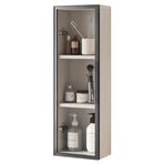 3 katmanlı Küçük alanlar için kapılı dar duvar dolabı Banyo İlaç Dolabı Mutfak Duvara Monte Dolap Delme Kozmetik Saklama Dolabı (Renk: D (sol kapı) Boyut: 25 * 14 * 75 cm)