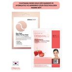 3 Katmanlı Rose Gold Göz Maskesi Ve Aydınlatıcı Ve Arındırıcı Çilek Özlü Kolajen Maske Seti