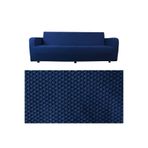 3 Kişilik Balpeteğı Desen Likralı Koltuk Örtüsü Cekyat Için Lastikli petrol mavi 180 x 230