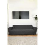 3 Kişilik Jakarlı Çubuk Desen Lastikli Koltuk Kılıfı Çekyat Koltuk Örtüsü Streç Esnek Kanepe Kılıfı - 180 x 230 cm - Antrasit