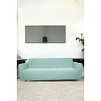 3 Kişilik Jakarlı Çubuk Desen Lastikli Koltuk Kılıfı Çekyat Koltuk Örtüsü Streç Esnek Kanepe Kılıfı - 180 x 230 cm - Mint