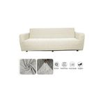 3 Kişilik Jakarlı Düz Desen Lastikli Koltuk Kılıfı Çekyat Koltuk Örtüsü Streç Esnek kanepe kılıfı krem 180 x 230