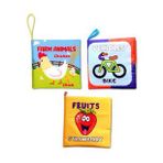 3 Kitap Tox İngilizce Çiftlik Hayvanları, Taşıtlar ve Meyveler Kumaş Sessiz Kitap E119 E132 E126 - Bez Kitap , Eğitici Oyuncak , Yumuşak ve Hışırtılı