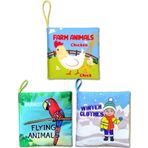 3 Kitap Tox İngilizce Kışlık Giysiler , Uçan ve Çiftlik Hayvanları Kumaş Sessiz Kitap E119 E124 E133 - Bez Kitap , Eğiti