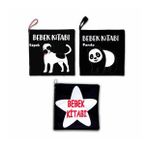 3 Kitap Tox Siyah-Beyaz Evcil, Vahşi Hayvanlar ve Bebek Kumaş Sessiz Kitap T060 T137 T138 - Bez Kitap , Eğitici Oyuncak , Yumuşak ve Hışırtılı