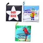 3 Kitapingilizce Siyah-Beyaz Bebek , Kışlık Giysiler Ve Uçan Hayvanlar Kumaş Sessiz Kitap E125 E133 E136 - Bez Kitap