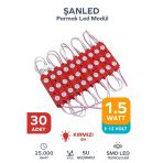 3 Ledli Parmak Led Modül 1.5W 2835 Smd Mercekli Kırmızı - 30 Adet