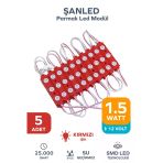 3 Ledli Parmak Led Modül 1.5W 2835 Smd Mercekli Kırmızı - 5 Adet