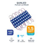 3 Ledli Parmak Led Modül 1.5W 2835 Smd Mercekli Mavi - 100 Adet