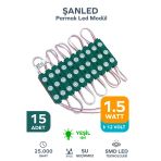 3 Ledli Parmak Led Modül 1.5W 2835 Smd Mercekli Yeşil - 15 Adet