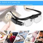 3 Lens 2 Led Işıklı Gözlük Tipi Büyüteç Usb Şarjlı Büyüteç 1.5x 4.5x Profesyonel Okuma Hobi İçin