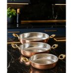 3' Lü Bakır Sahan Seti - 14 Cm-16 Cm-18 cm - Bakır Sahan Seti