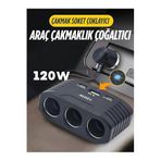 3 lü Çakmak Soketi 120W Çakmaklık Çoğaltıcı 2 Usb 1 Type-c Araç Şarj Cihazı Çakmak Çoklayıcı