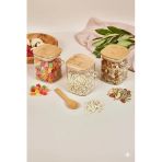 3 Lü Kaşıklı Cam Kavanoz Seti Baharatlık Saklama Kavanozu 450 ml