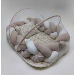 3 Lü Örgü Cibinlikli 60*80 cm Çiçekli Desen Bebek Yatağı Pike Kumaş Ortopedik Yastık Babynest