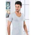 3 lü Paket Hmd Erkek Derin Bisiklet Yaka Kısa Kollu Lycralı Gri Melanj T-shirt EDY714-715G
