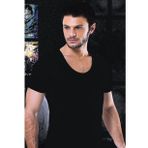 3 lü Paket Hmd Erkek Derin Bisiklet Yaka Kısa Kollu Lycralı Siyah T-shirt EDY714-715S