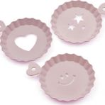 3' lü Pembe Plastik Tatlı Kahve Pasta Süsleme Tabağı Kalıbı Şablonu
