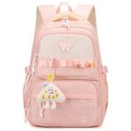 3 Lü Set Yeni Öğrenci Sırt Okul Çantası Basit Kore Tarzı Kadın Seyahat Çantası Pembe - Gri - Pembe - 35x25 - SIRT ÇANTA