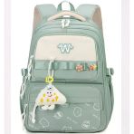 3 Lü Set Yeni Öğrenci Sırt Okul Çantası Basit Kore Tarzı Kadın Seyahat Çantası Yeşil