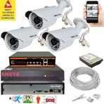 3 lü Yapay Zeka Destekli 5 MP 1940P Görüntü POE Bağlantılı 48 Ir Led Gece Görüş IP Kamera Seti 748POE