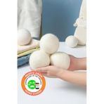 3 Lü Yün Kurutma Topu Doğal Çamaşır Yumuşatıcı - Keçe Kurutma Makinası Topları - Kırışık Önleyici, Tüy Toplayıcı Ve Lavanta Yağ Hediye
