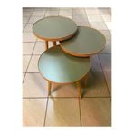 3.lü Zigon Sehpa 18mm 1.sınıf Mdf Lam Tabla 37cm Çapında Mint Yeşili Kullanıma Hazır Montajlı Yeşil